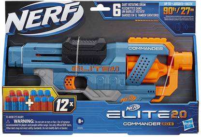 Nerf Elite 2.0 Commander Rd-6 Blaster, 12 Darts, 6-Dart Rotating Drum Guns & Darts