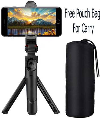PULTO New Arrival Selfie Stick Bluetooth Extendable with Wireless Remote and Tripod Stand With +Dustproof Bag PUT-XT012 Travel Tripod Stand Flexible Handheld Selfie Stick Holder Action Camera Stand With Mobile Clip Holder & BT Remote Best Use for Make Videos Compatible with Mobiles Video Stand in Gimbal Stabilizer, |in mobile holder for hand| stand for online classes Tripod, Monopod, Monopod Kit, Tripod Ball Head, Tripod Bracket, Tripod Clamp, Tripod Kit