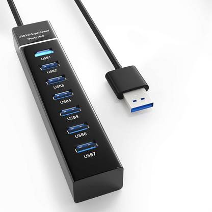LipiWorld 7 Port USB Hub 3.0,USB Data Hub Splitter for PS4, PS5,Xbox one, MacBook USB Adapter