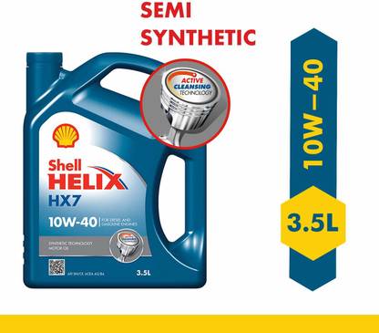 Shell Helix HX7 10W-40 API SN Semi Synthetic Engine Oil for Petrol, Diesel & CNG Cars (3.5 L) Synthetic Blend Engine Oil