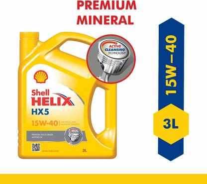 Shell Helix HX5 15W-40 API SN Premium Mineral Engine Oil for Diesel & Petrol Cars (3 L) Synthetic Blend Engine Oil