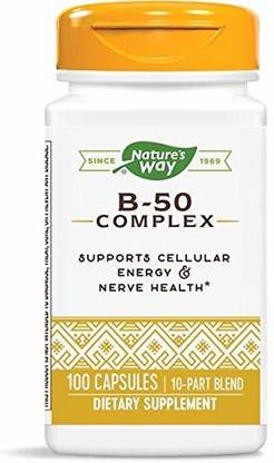 Nature's Way Vitamin B-50 Complex with B2 Coenzyme, 100 Capsules (Pack of 2)