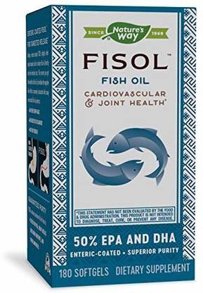 Nature's Way Fisol 50% EPA and DHA Enteric-Coated Fish Oil, No Fishy Burp-Back, 180 Softgels