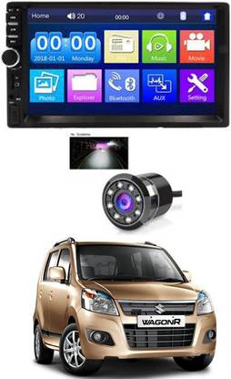 RKPSP 7 INCH Double Din Car Screen Stereo Media Player Audio Video Touch Screen Stereo Full HD with MP3/MP4/MP5/USB/FM Player/WiFi/Bluetooth & Mirror Link with Back Rear Camera For Wagonr 2014 Car Stereo