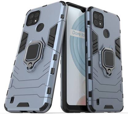 Just Be You Back Cover for Realme C20 Plastic D5 Tough Armor Bumper Back Cover with Ring Holder