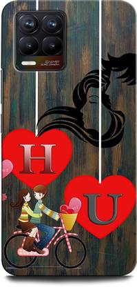 ORBIQE Back Cover for Realme 8 RMX3085 HU, H LOVE U, U LOVE H, H LETTER, U LETTER, HU NAME