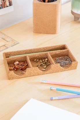 Teskal 4 Compartments Cork Desk Organiser