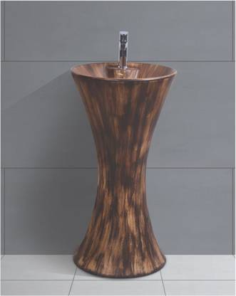 Bherunath Table Top Wash Basin For Bathroom | Counter Top Wash Basin For Living Room | Wash Basin for Living Room and Bathroom (16 x 16 x 32 Inch Pedestal Basin