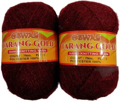 JEFFY Oswal Tarang Gold Knitting Wool Yarn, Soft Tarang Gold Feather Wool Ball mehroon 500 gm Best Used with Knitting Needles, . by Oswal Shade no-19