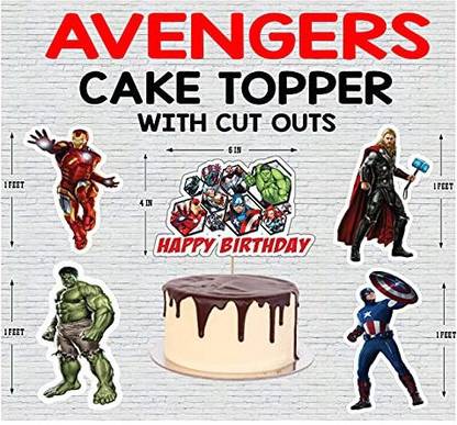 The Party Shoppy Avengers Theme Happy Birthday Decorations Party Cake Topper and 1ft Cutouts Combo Cake Topper