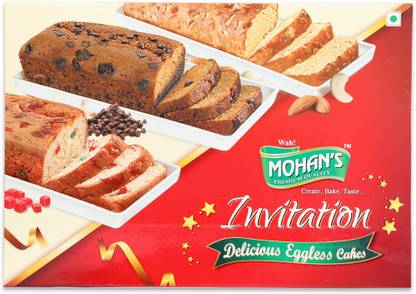 MOHAN'S Diwali Special Eggless Cakes Gift Hamper - Choco Chip Cake, Fruit Cake, Dry Fruit Cake (250gm each) |Premium Eggless Cakes for Special Festival Occassions Cookie Cake Biscuit