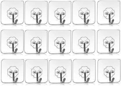JASODANANDAN 15 Pcs Self Adhesive Wall Hooks, Heavy Duty Sticky Hooks For Hanging, Waterproof Transparent Adhesive Hooks For Wall, Wall Hangers For Hanging Kitchen Bathroom Bedroom Accessories Hook/Strong Adhesive Hook Wall Door Sticky Hanger Holder For Kitchen Bathroom Hook Hook 15