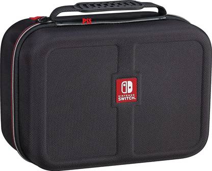PSS Carrying Case for Nintendo Switch, Protective Hard Shell Middle Travel Carry Bag for Nintendo Switch Console Pro Controller and Accessories, Rubberized Handle and Shoulder Strap-Black.  Gaming Accessory Kit