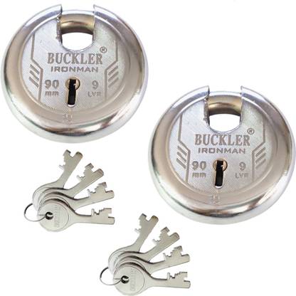 बकलर Iron-Steel 90MM, 9 Levers with 4 Keys Shutter, Go-Down,Main Gate, Door 2 ताला