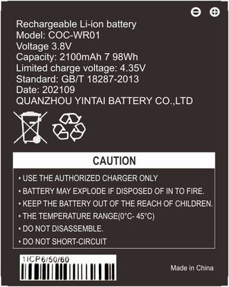 Airtel Mobile Battery For  COCONUT WRO1 4G 2100 Mah 4G hot spot Battery