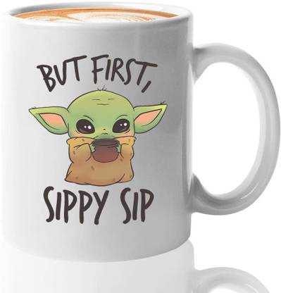 craft maniacs BUT FIRST SIPPY SIP WHITE 350 ML COFFEE / TEA MUG | BEST GIFT FOR YOUR SPECIAL SOMEONE Ceramic Coffee Mug