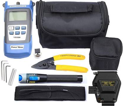 Techtest Skl-6c Ftth Fiber Optic Tool Kit Optical Power Meter Vfl Visual Fault Locator 10mw Fiber Cleaver Cutter Fiber Stripper 3 Hole Wire Stripper and Cutter , Optical Power Meter with Laser Fiber Stripper Fiber Optic Tools Digital Multimeter