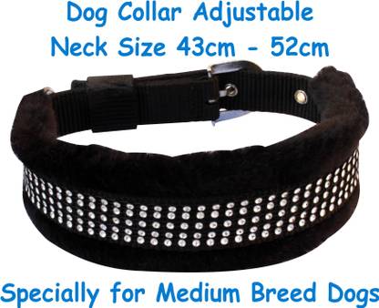 S.Blaze Good Quality Padded Fur Dog Collar Adjustable Neck Size 43cm - 52cm Specially for Medium Breeds Dog Everyday Collar