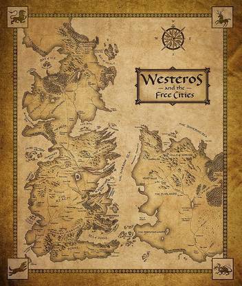 Fantasy Art Books Maps Game Of Thrones A Song Of Ice And Fire Tv Series Westeros George R R Martin E Matte Finish Poster Paper Print