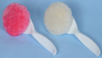 The ChipmunK Store Makeup Powder puff with handle Combo (Pink White)