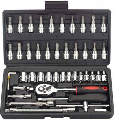 KHANSAHEB 46 In 1 Pcs Tool Kit & Screwdriver and Socket Set,Hand Tool Kit Socket Set