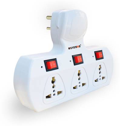 eSYSTEMS Multi Plug Point Universal Socket 10 Amp with Individual Switches (cordless) 3  Socket Extension Boards