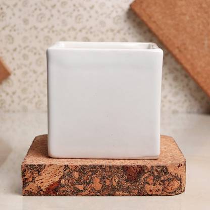 Floweraura White Square Vase Ceramic Vase