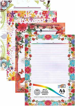 imtion ® a4 design 100 pieces practical colourful sheets For project/assignment/homework/study use- Multi color
