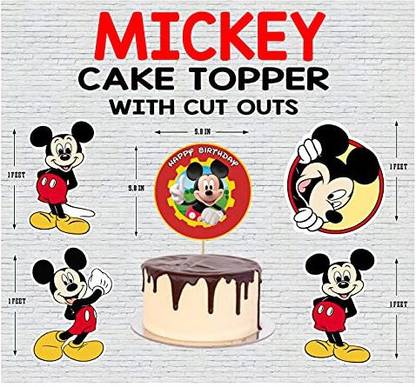 The Party Shoppy Mickey Mouse Theme Happy Birthday Decorations Party Cake Topper and 1ft Cutouts Combo Cake Topper