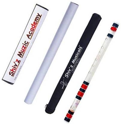 Shiv'z Muzic Acrylic (Transparent ) Bansuri, F Natural Medium, Free Written Manual & Bag Bamboo Flute