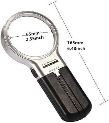 uptodatetools Magnifying Glass with Light Stand Foldable Portable Illuminated Magnifier for Reading, Inspection, Soldering, Needlework, Repair, Hobby & Crafts 65mm Magnifying
