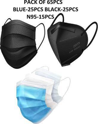 Wellstar Cloth Mask Nose Pin Black Units With Nose Pin Disposable Iso Mark 3 Ply Pharmaceutical Breathable Surgical Pollution Face Mask Respirator with 3 Layer For Men, Women, Kids N95 5 Layer Reusable / Washable Anti - Pollution , Anti - Virus Breathable New Mask Face Mask ( White ) for Men , Women and Kids mask respirator GV601 Water Resistant, Reusable, Washable combo (65 Piece) Surgical Mask With Melt Blown Fabric Layer (Black, Blue, Blue, Free Size, Pack of 65, 3 Ply) Non-Washable Surgical Mask With Melt Blown Fabric Layer