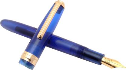 Ledos Ledos Click Falcon Demonstrator Flex Nib With Golden Trims Blue Fountain Pen