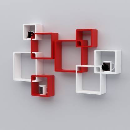 ANB Enterprises Wall shelf intersecting shelves set of 4MDF Intersecting Style Shelf Creating a Sleek Look For a Modern Room. Wall Hanging Accessories Included. Easy To Install MDF (Medium Density Fiber) Wall Shelf