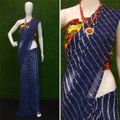 Striped Leheria Nylon Saree