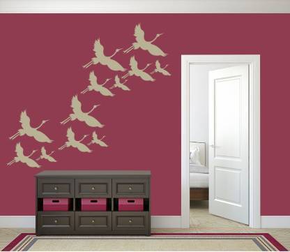 Nnk Decor Size: (16 x 24 Inches) Flying Birds Reusable PVC Wall Stencil Painting for Home Decoration AD138 Wall Stencil Stencil