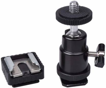 SUPERNIC Branded Camera Tripod LED Light Flash Bracket Camera Holder Mount 1/4 Hot Shoe Adapter Cradle Ball Head (with Cold Shoe) Tripod Clamp