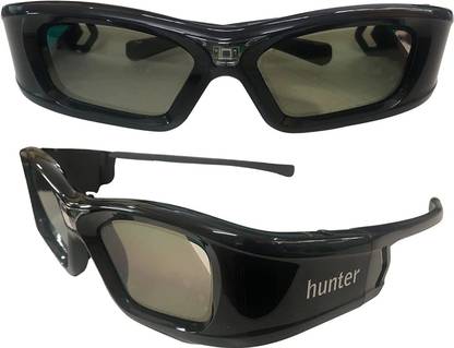 HUNTER 9002-3D Active Glasses Rechargeable Micro USB for DLP Link Projector & TV's, Lightweight, High Transmittance LCD, Anti-Interference, Wt.41gms | Model # H3DR410 Video Glasses