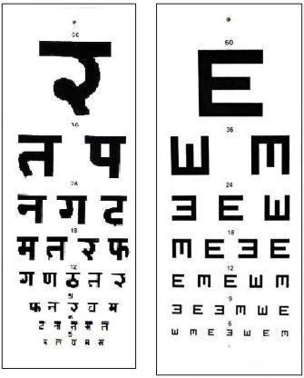 ECP eye testing "HINDI" And "E" Vision Test Chart
