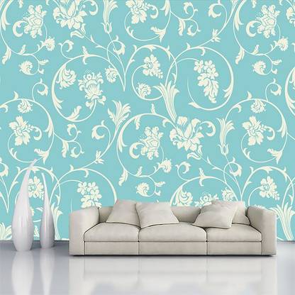 decorative india Floral & Botanical Blue, Yellow Wallpaper