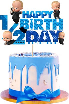 ZYOZI Boss Baby Half Birthday Cake Toppers,1/2 Birthday Boss Baby Party Cake Topper Cake Topper