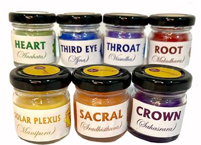 Revamp Life Set of 7 Chakra Candles in Jars with Gift Box | Diwali Gift Set | Festival Gift Set | Ideal for Gifting, Blessing, Meditation, Purification, Yoga, Relaxation, Healing and Rituals Candle