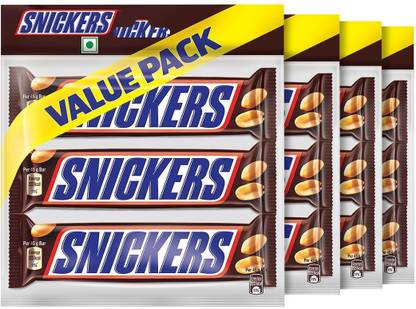 Snickers Value Pack Peanut Filled Chocolates Bars (540g)  (4 x 135 g) at Rs. 378