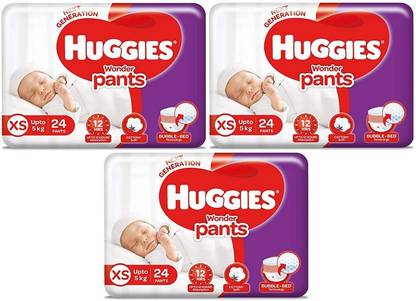 Huggies Wonder Pants Extra Small ( XS 24 Pack of 3 ) ( 72 Pieces ) - New Born