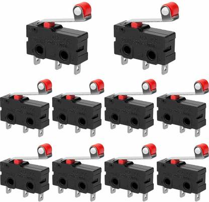IDUINO 10Pcs Micro Limit Switch with Momentary Roller Lever Arm AC 250V 5A SPDT 1NO 1NC Snap Action Micro Switches Electronic Components Electronic Hobby Kit