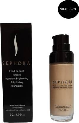 SEPHORA COLLECTION LIGHT FOUNDATION HYDRATANT BRIGHTENING & HYDRO SMOOTHENING HYALURONIC ACID 30ML SHADE 03 Foundation