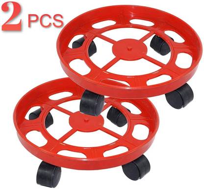 kepptal 2 Pcs Gas Cylinder Stands, LPG Cylinder Trolley Easily Movable with Wheels,(Red) Gas Cylinder Trolley