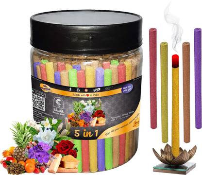 Shankh 5 in 1 (Multiple Fragrances) Dhoop Stick (Incense Stick) Pack of 200 gram Fragrances Mogra, Rose, Lavender, Pineapple, Panchvati