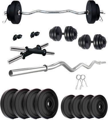 lifecare products 10 kg 10 kg home gym set ( 2.5 kg 4 pvc plate + 3 fit curl bar ) best home set Home Gym Combo