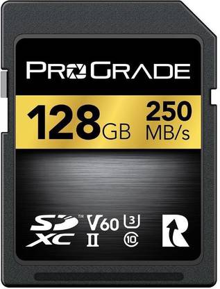 ProGrade Digital PGSD128GBKNA SDXC V60 UHS-II 128 GB SDXC Class 10 250 MB/s  Memory Card Compatible with Camera